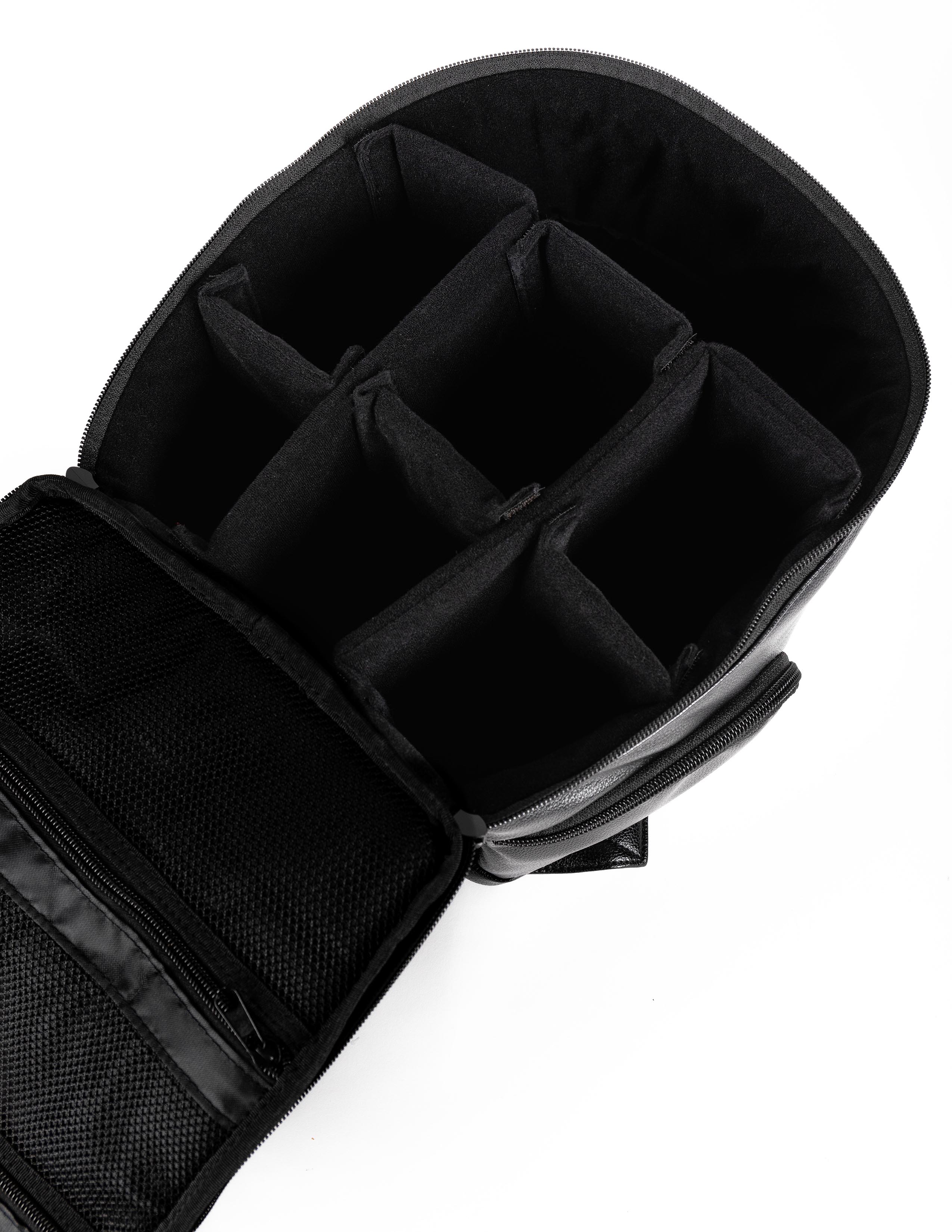 stylish vegan leather camera backpack