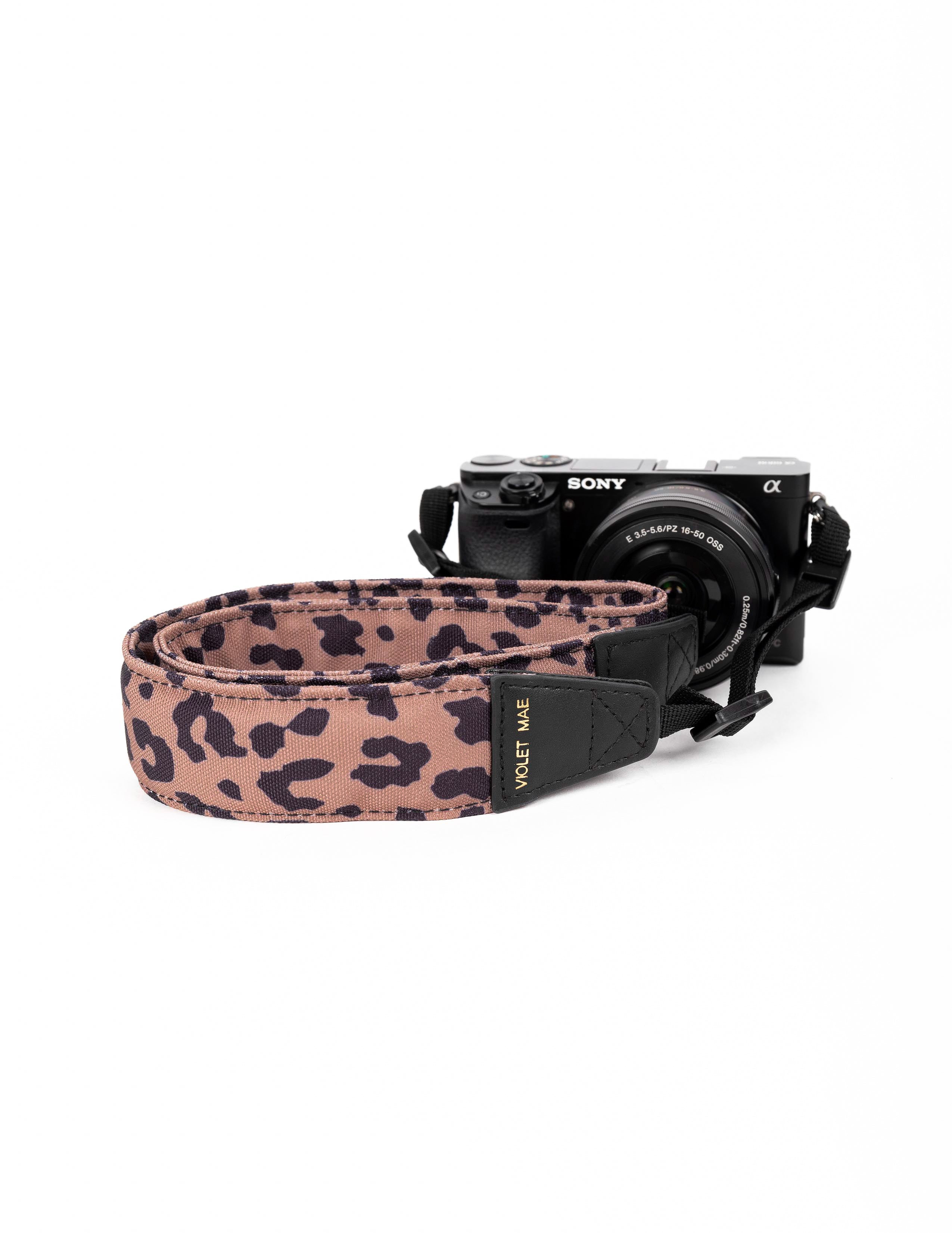 brown leopard animal print camera strap for women
