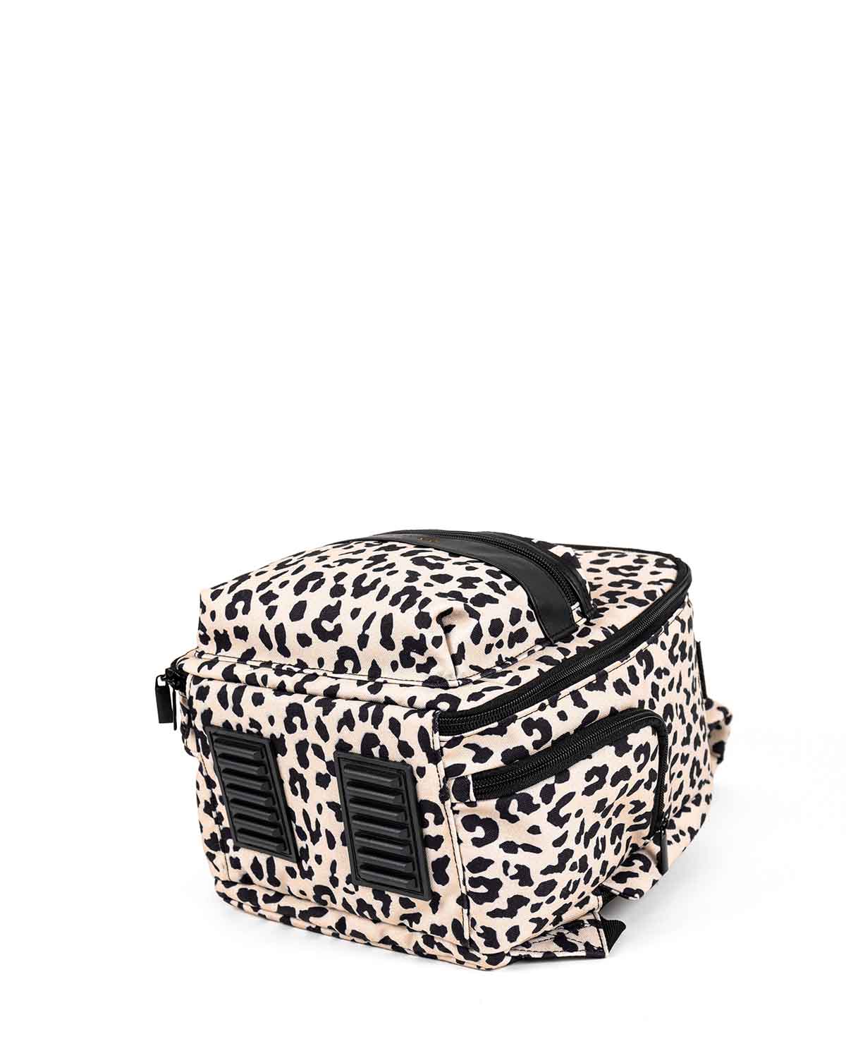 chic leopard print camera backpack